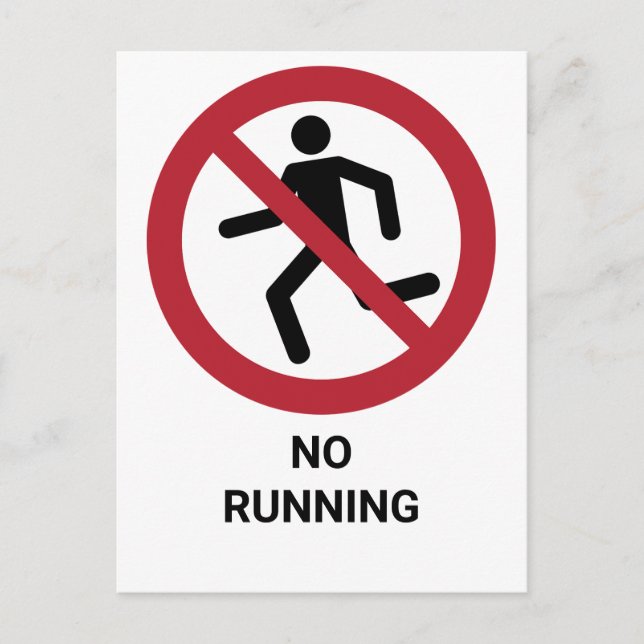 Carte Postale No Running, Panneau d'interdiction (Devant)