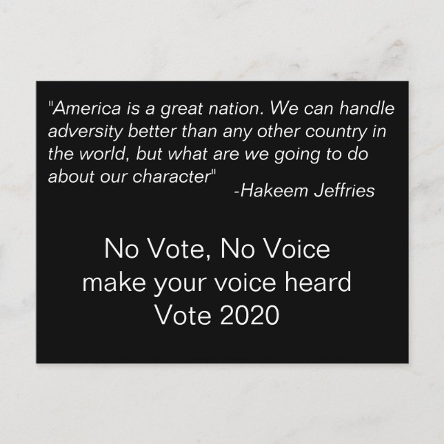 Carte Postale No Vote, No Voice Hakeem Jeffries Citation (Devant)