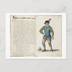 Carte Postale Nobleman jouant au football, vénitien (manuscrit)