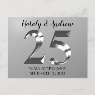 Carte Postale Noces d'argent métallisé 25 ans de mariage