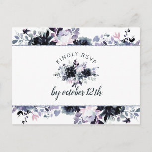 Carte Postale Nocturne bleu Mariage choix de repas RSVP