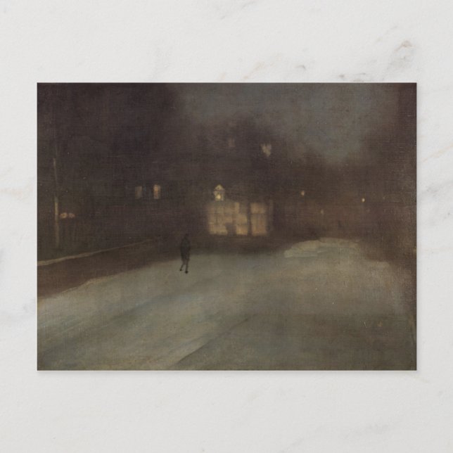 Carte Postale Nocturne en gris et or par Whistler (Devant)