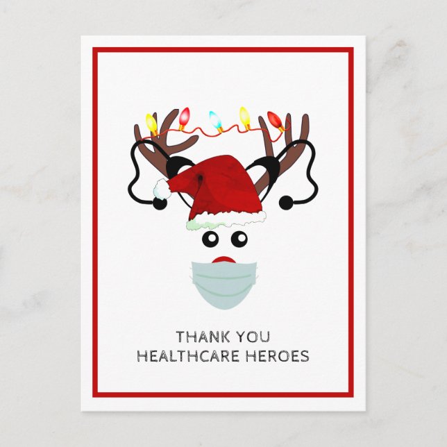 Carte Postale Noël 2020 Merci Santé Héros vacances (Devant)