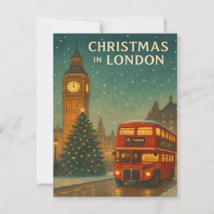 Carte Postale Noël à Londres – Scène de vacances festive avec R