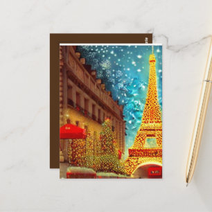 Carte Postale Noël à Paris, tour des elfes