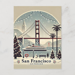 Carte Postale Noël à San Francisco - Golden Gate Bridge