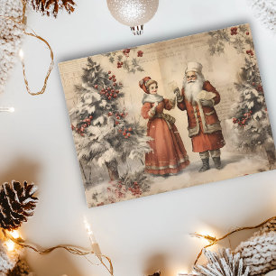 Carte Postale Noël Ancien Découpe Vintage Sainte Éphémère Fêtes