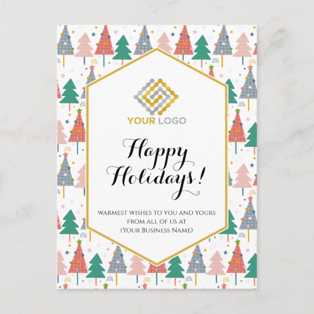 Carte Postale Noël Arbres vacances Logo moderne Affaires (Devant)