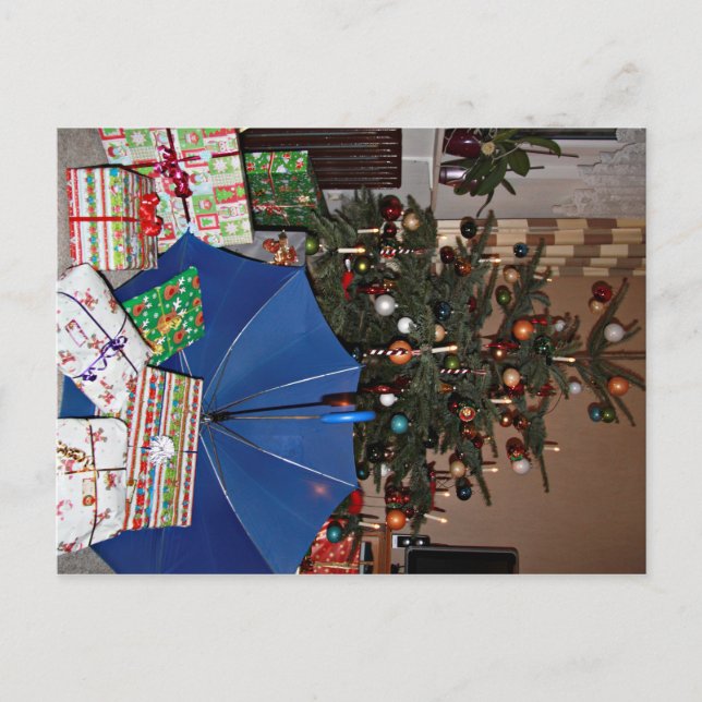 Carte postale - Noël au parapluie bleu (Devant)