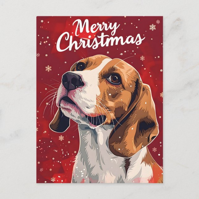 Carte Postale Noël beagle (Devant)