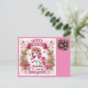 Carte Postale Noël belle licorne