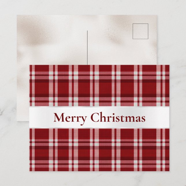Carte Postale Noël blanc rouge (Devant / Derrière)