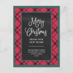 Carte Postale Noël carreau rouge Annonce de déménagement de no