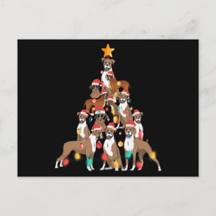 Carte Postale Noël Chien Boxer Arbre Noël Amoureux des chiens de