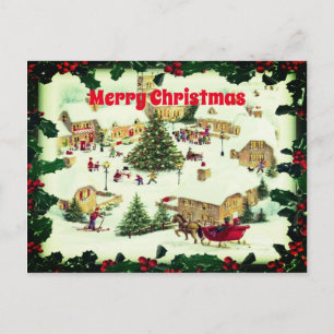 Carte Postale Noël classique Scènes de neige Salutations
