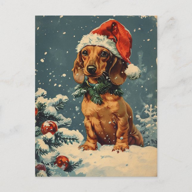 Carte Postale Noël Dachshund (Devant)