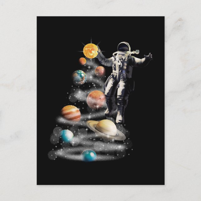Carte Postale Noël dans le système solaire spatial L'astronaute  (Devant)