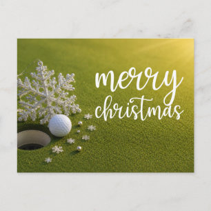 Carte Postale Noël de golf avec balle de golf pour golfeur  