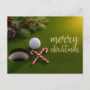 Carte Postale Noël de golf avec balle de golf pour golfeur