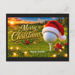 Carte Postale Noël de golf avec balle de golf pour golfeur