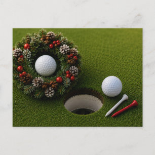 Carte Postale Noël de golf avec balle de golf pour golfeur