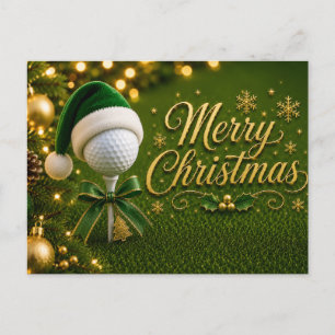 Carte Postale Noël de golf avec balle de golf pour golfeur