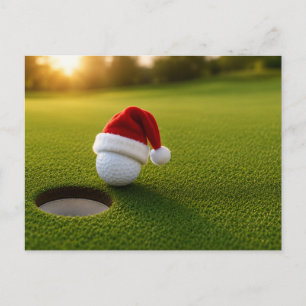 Carte Postale Noël de golf avec balle de golf pour golfeur