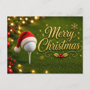 Carte Postale Noël de golf avec balle de golf pour golfeur  