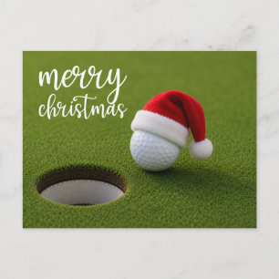 Carte Postale Noël de golf avec balle de golf pour golfeur