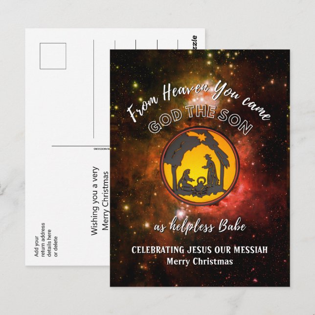 Carte Postale Noël de l'univers de la Nativité chrétienne (Devant / Derrière)
