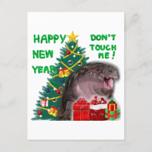 Carte Postale Noël de Moo Deng Hippo