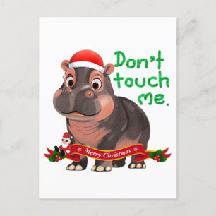 Carte Postale Noël de Moo Deng Hippo