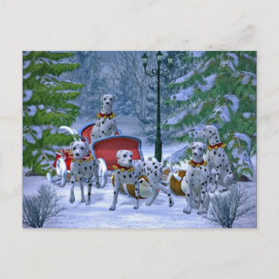 Carte Postale Noël de neige vintage dalmate