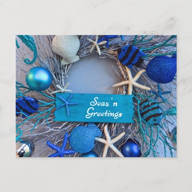 Carte Postale Noël de Noël des coquillages côtiers tropicaux (Devant)