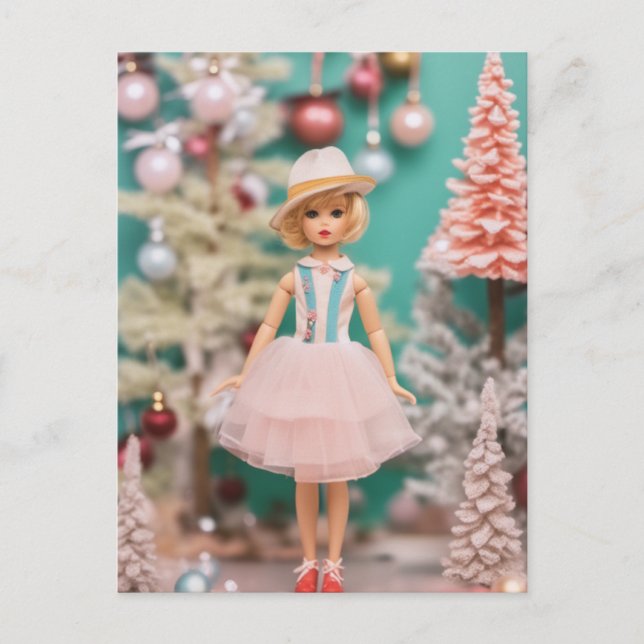 Carte Postale Noël de poupée Vintage (Devant)