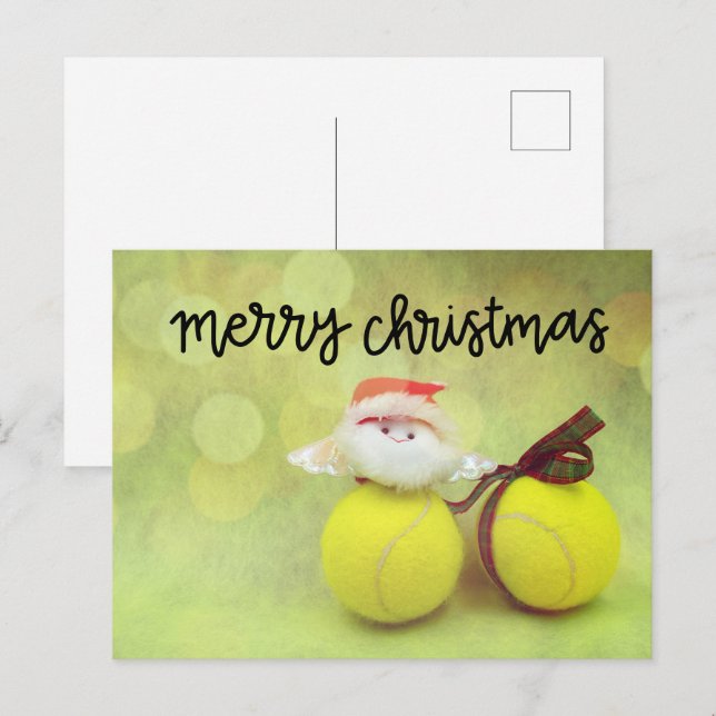 Carte Postale Noël de tennis avec le Père Noël (Devant / Derrière)