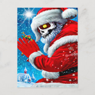 Carte Postale Noël déplaisant Santa Claus Squelette Monster Art