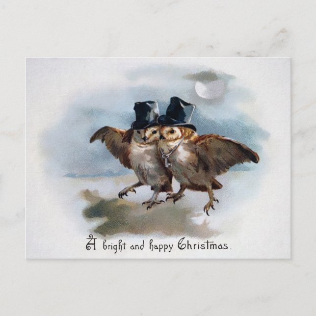 Carte Postale Noël des Chouettes victoriennes (Devant)
