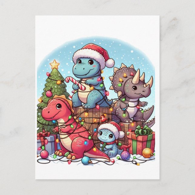 Carte Postale Noël des dinosaures ,  (Devant)