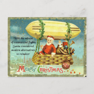 Carte Postale Noël drôle de Père Noël Renne Vintage Spoof