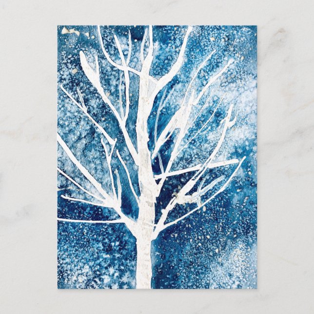 Carte Postale Noël du bouleau blanc d'hiver (Devant)