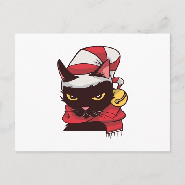 Carte Postale Noël du chat en colère (Devant)