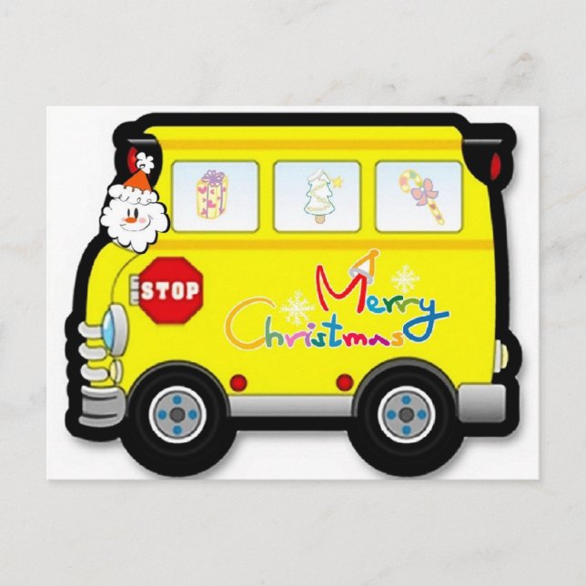 Carte postale Noël du conducteur de bus scolaire (Devant)