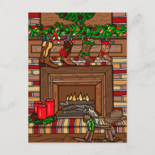 Carte Postale Noël du pays   Cowboy Boot Stockings