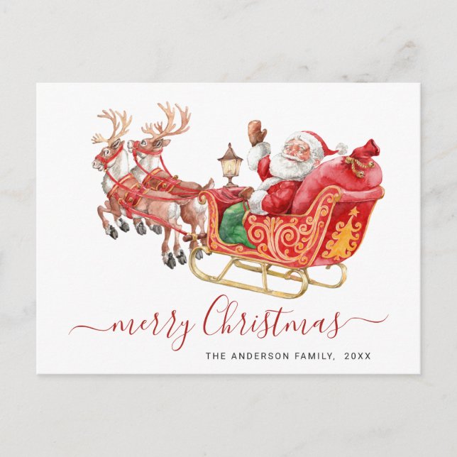 Carte Postale Noël du Père Noël de Sleigh Noël de Noël (Devant)