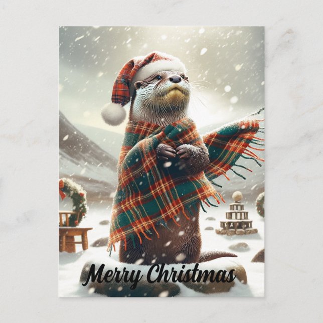 Carte Postale Noël écossais Otter Noël (Devant)
