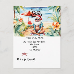 Carte Postale Noël en juillet avec PÈRE NOËL Sauvegarder la date