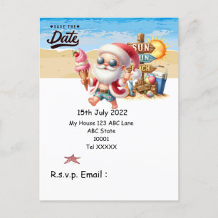 Carte Postale Noël en juillet avec PÈRE NOËL Sauvegarder la date