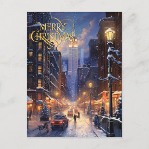 Carte Postale Noël en ville.
