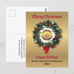 Carte Postale Noël Entreprise Logo Vacances Voeux